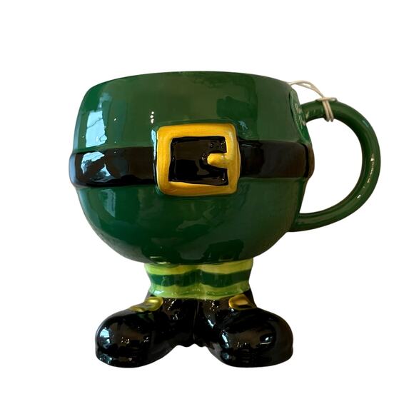 NEW Sheffield Home Hand Painted St Patrick's Leprechaun Mug 5in Green Ceramic - Picture 8 of 15